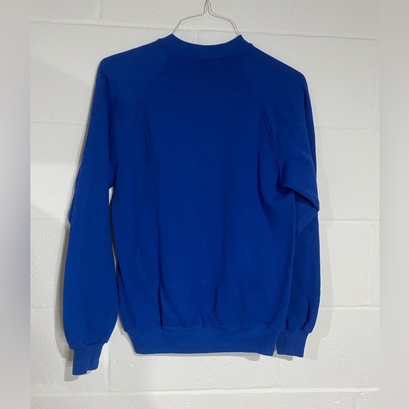 Blue Sweatshirt with Pink Rose Embroidery medium - Picture 2 of 4